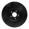 R1 18-22 Genesis G70 Front Left Drilled & Slotted Black Brake Rotor