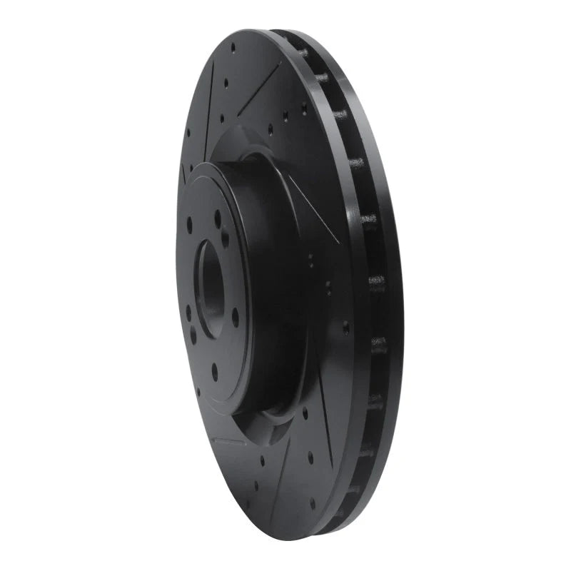 R1 18-22 Genesis G70 Front Left Drilled & Slotted Black Brake Rotor