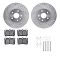 R1 06-13 Lexus IS250 Rear Drilled & Slotted Silver Brake Rotor Set w/Optimum OE Pads and Hardware