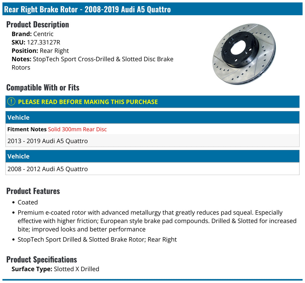 Centric Premium Hub and Bearing Assembly w/ABS - Front/Rear