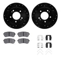 R1 18-25 Hyundai Kona Rear Drilled & Slotted Black Brake Rotor Set w/Optimum OE Pads and Hardware