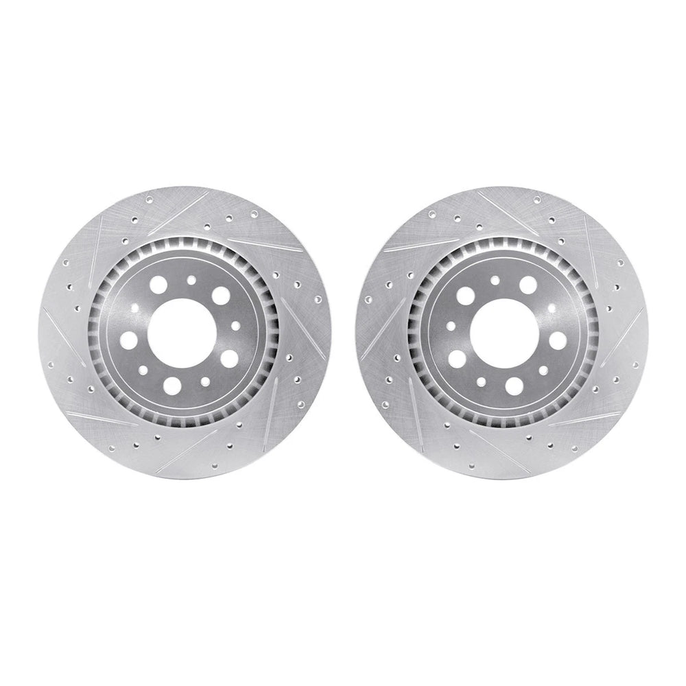 R1 03-14 Volvo XC90 Rear Drilled & Slotted Silver Brake Rotor Set