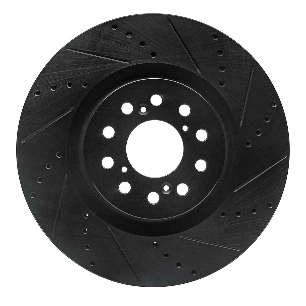 R1 17-25 Acura Integra Front Left Drilled & Slotted Black Brake Rotor