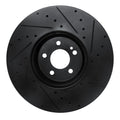 R1 15-23 Mercedes-Benz E300 Front Left Drilled & Slotted Black Brake Rotor