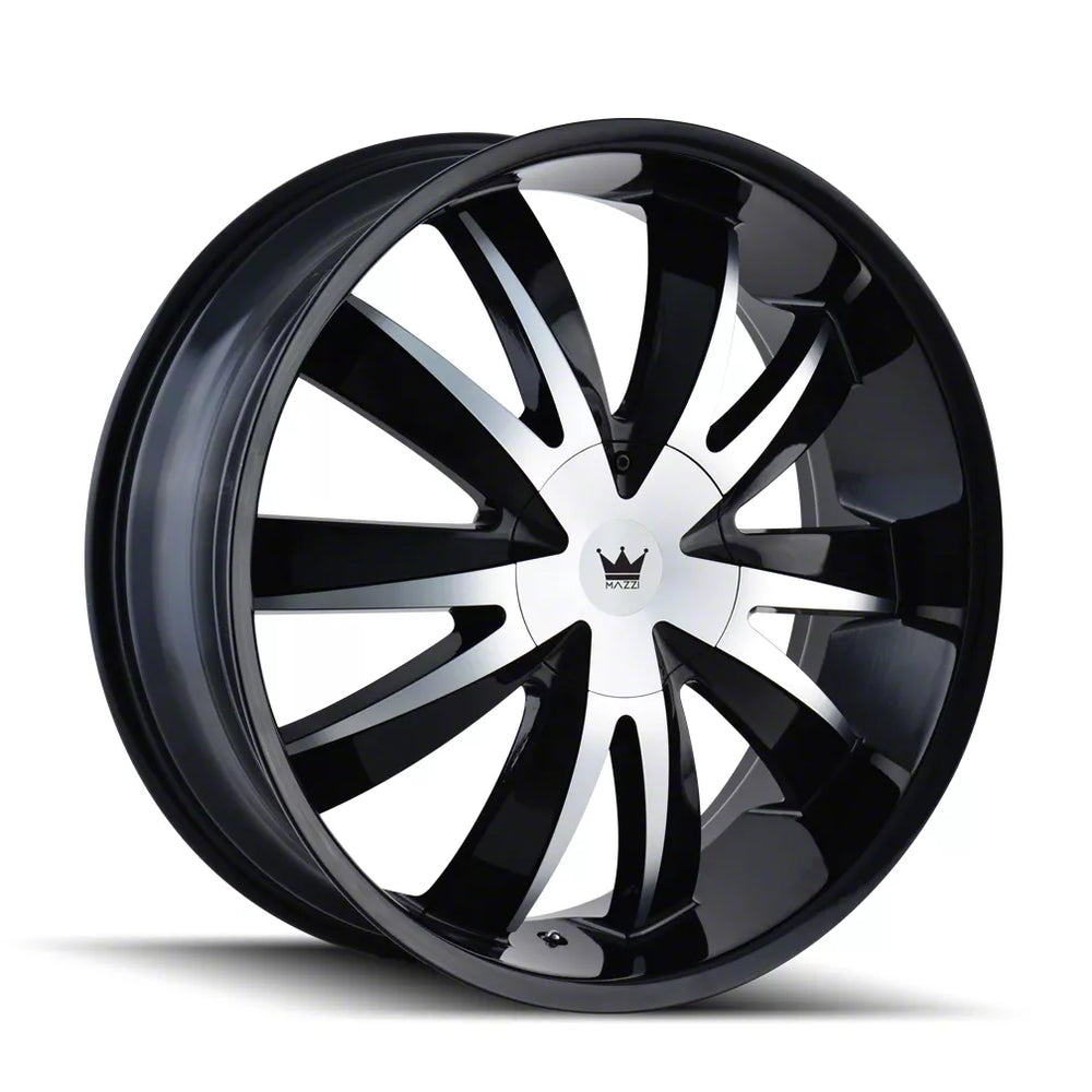 ~(32 lbs. 20X20X10)~ MAZZI EDGE GLOSS BLACK/MACHINED FACE 18X7.5 5-110/5-115 40MM 72.62MM