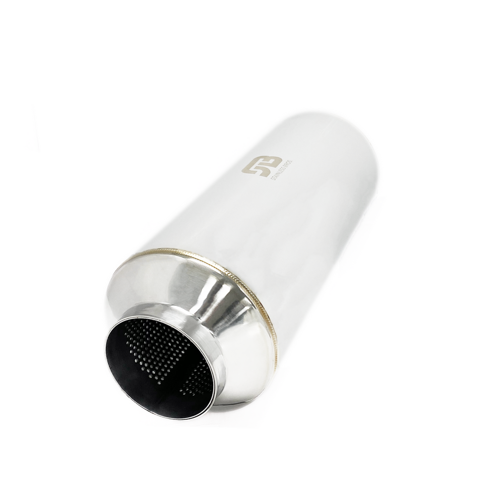 Stainless Bros 17in Overall Length 3.5in SS304 Polished Finish Lightweight Race Muffler