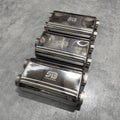 Stainless Bros 17in OAL 3in Thin Oval SS304 Polished Finish Muffler 3in Center In/2.5in Dual Out