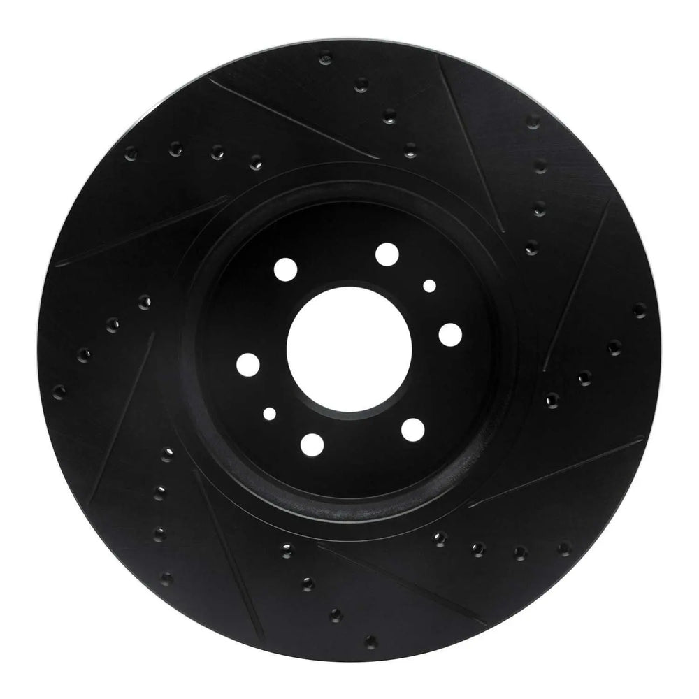 R1 09-10 Kia BORREGO Front Left Drilled & Slotted Black Brake Rotor