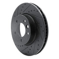 R1 03-18 Porsche Cayenne Right Front Drilled & Slotted Black Brake Rotor