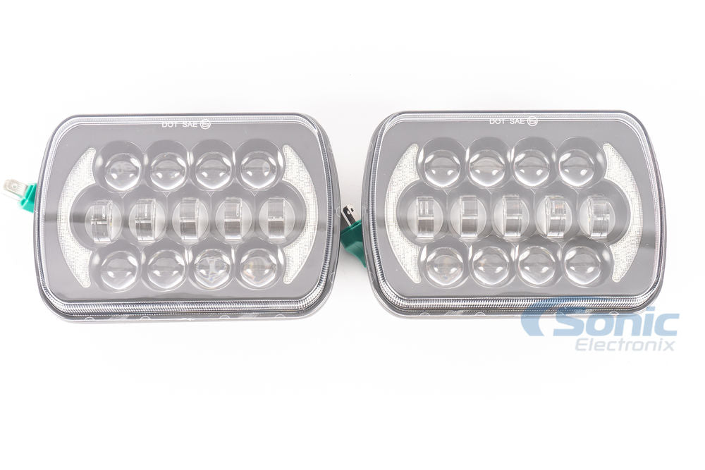 VEHICLE LED HEADLIGHTS 5X7 INCH 17 LED - BLACK FRONT FACE