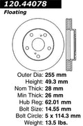 StopTech 92-01 Toyota Camry Coupe/Sedan 4cyl Front Left Drilled Rotor