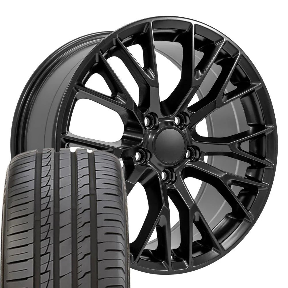 18 IN REPLICA WHEEL CV22 FITS CHEVROLET CORVETTE C7 Z06 RIM 18X8.5 BLACK WHEEL