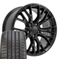 18 IN REPLICA WHEEL CV22 FITS CHEVROLET CORVETTE C7 Z06 RIM 18X8.5 BLACK WHEEL