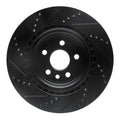 R1 2017-2020 Jaguar I-Pace Rear Right Drilled & Slotted Black Brake Rotor