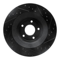 R1 08-14 Chrysler 200 Front Left Drilled & Slotted Black Brake Rotor