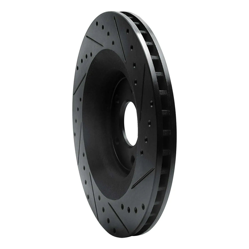 R1 08-14 Chrysler 200 Front Left Drilled & Slotted Black Brake Rotor