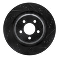 R1 05-23 Chrysler 300 Rear Right Drilled & Slotted Black Brake Rotor