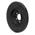 R1 05-23 Chrysler 300 Rear Right Drilled & Slotted Black Brake Rotor