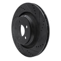 R1 05-23 Chrysler 300 Rear Right Drilled & Slotted Black Brake Rotor