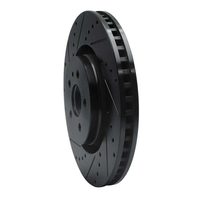 R1 15-21 Lincoln Continental Front Left Drilled Black Brake Rotor