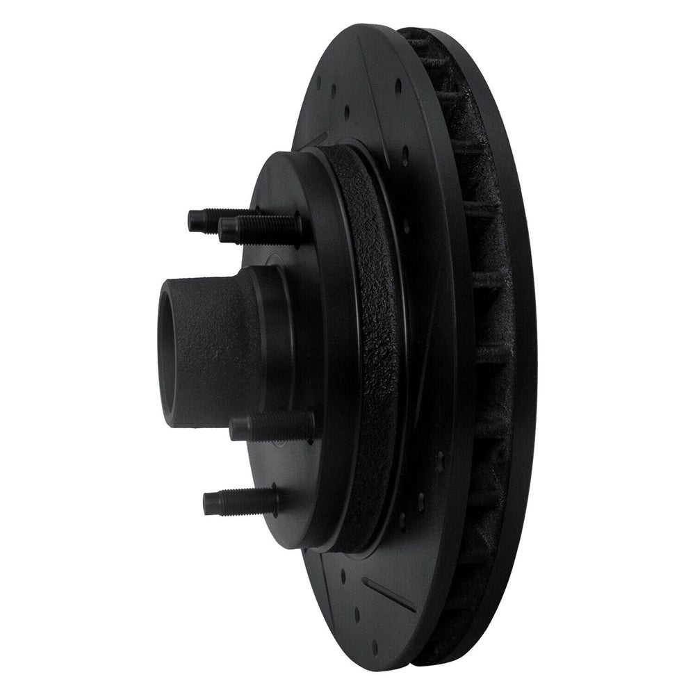 R1 94-99 Dodge Ram 1500 Pickup Front Left Drilled & Slotted Black Brake Rotor