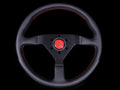 Momo Montecarlo Steering Wheel 320 mm - Black Leather/Red Stitch/Black Spokes