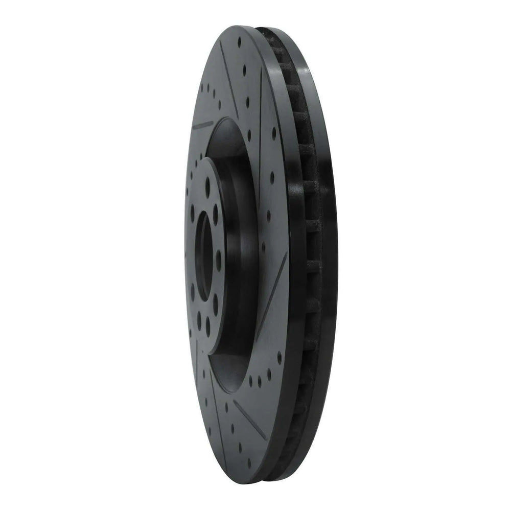 R1 08-11 Saab 9-3 Front Right Drilled & Slotted Black Brake Rotor