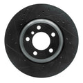 R1 02-08 BMW 745LI Front Left Drilled & Slotted Black Brake Rotor