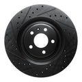 R1 2017-2025 Audi Q8 e-Tron Sportback Rear Left Drilled & Slotted Black Brake Rotor