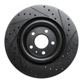 R1 2017-2025 Audi Q8 e-Tron Sportback Rear Left Drilled & Slotted Black Brake Rotor