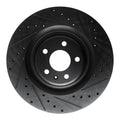 R1 17-25 Audi Q8 e-Tron Rear Right Drilled & Slotted Black Brake Rotor
