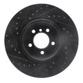 R1 05-08 BMW 760I Rear Right Drilled & Slotted Black Brake Rotor
