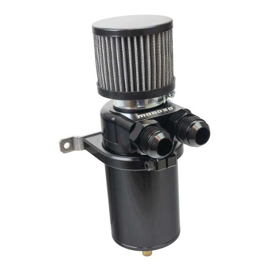 Moroso Dual Inlet -12AN Billet Breather Tank Catch Can - Black