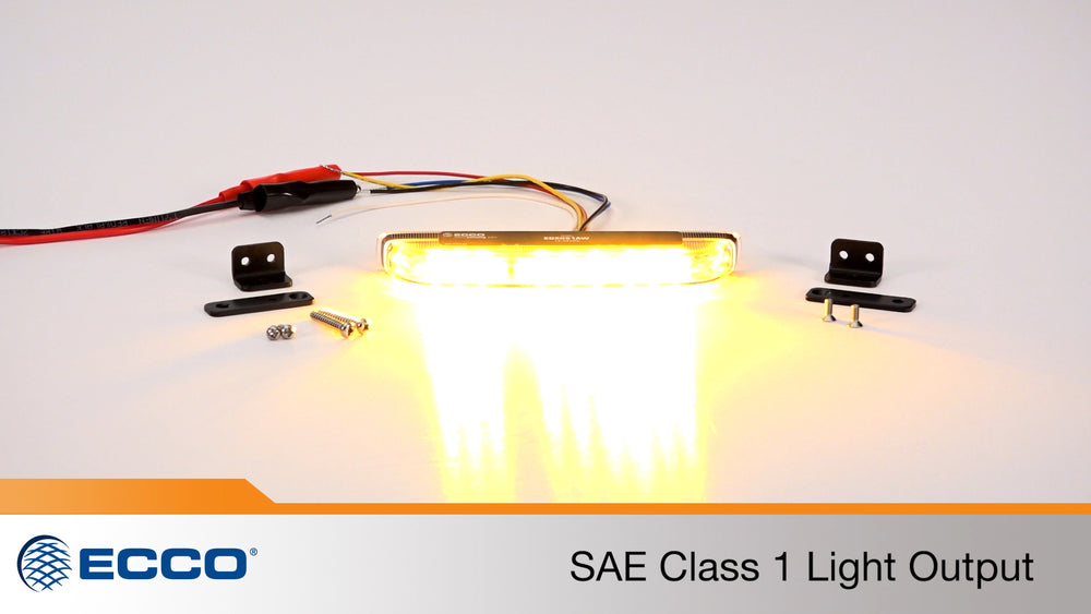 DIRECTIONAL LED DUALCOLOR NARROW SURFACE AND GRILLE MOUNT 69 FLASH PATTERNS 1224VDC AMBER/GREEN
