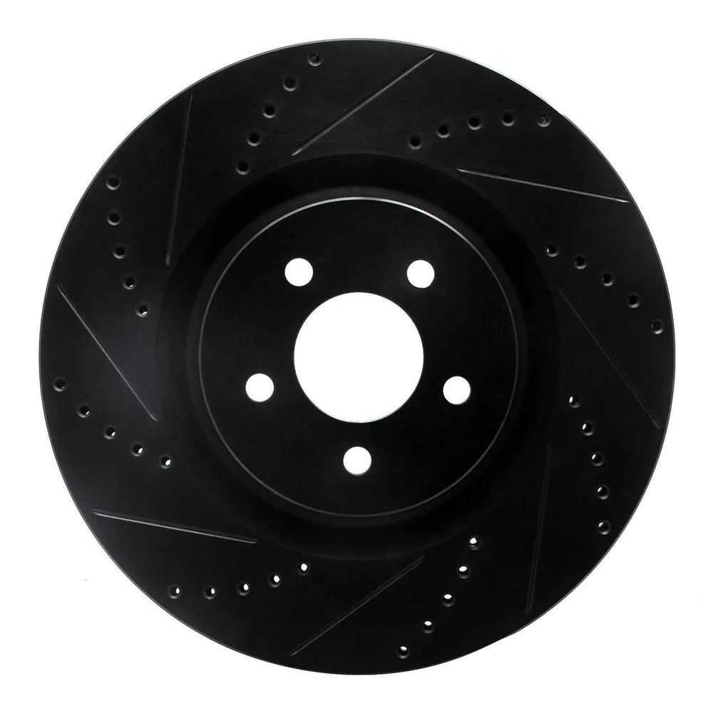 R1 07-14 Ford Mustang Front Left Drilled & Slotted Black Brake Rotor
