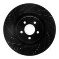R1 07-14 Ford Mustang Front Left Drilled & Slotted Black Brake Rotor