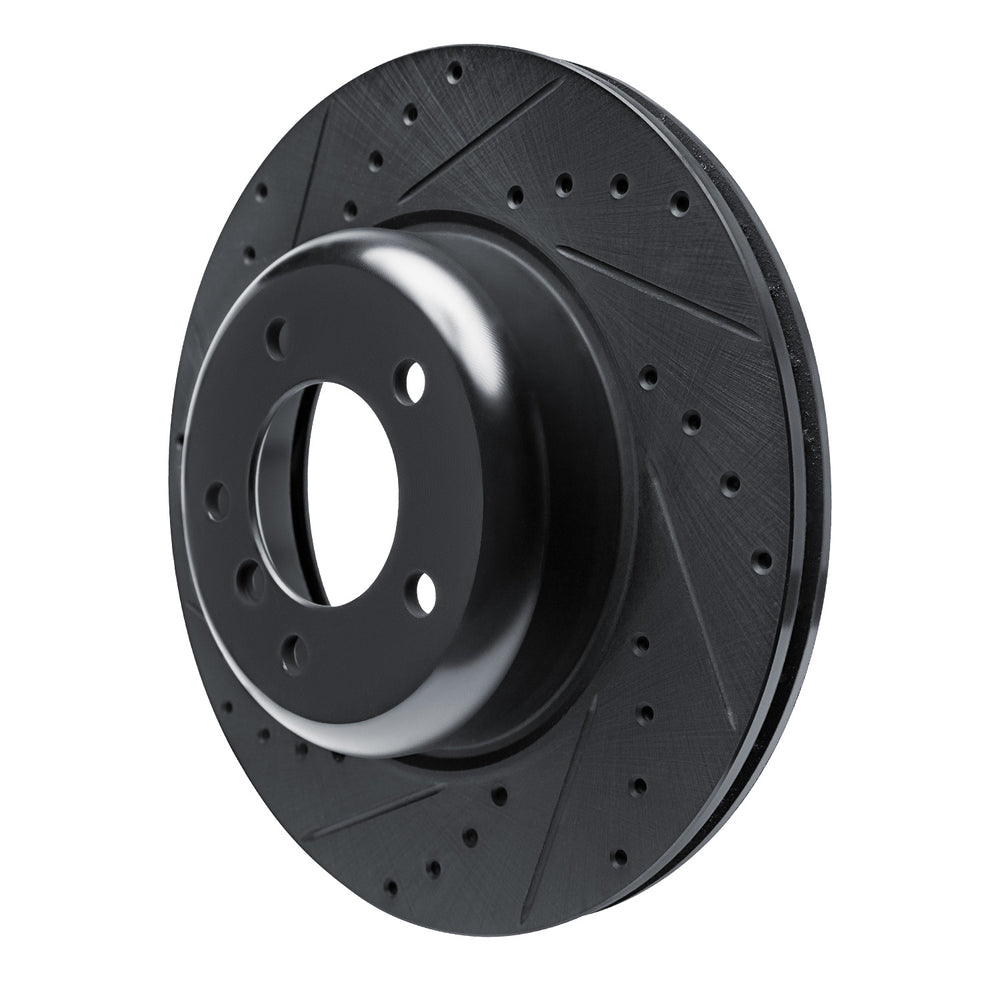 R1 09-16 BMW Z4 Front Left Drilled & Slotted Black Brake Rotor