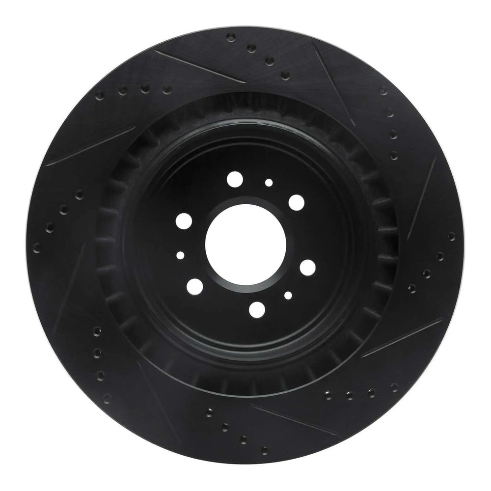 R1 04-11 Cadillac STS Rear Left Drilled & Slotted Black Brake Rotor