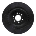 R1 04-11 Cadillac STS Rear Left Drilled & Slotted Black Brake Rotor