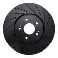 R1 03-06 Mitsubishi Lancer Front Right Drilled & Slotted Black Brake Rotor