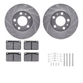 R1 76-93 Volvo 265 Front Drilled & Slotted Silver Brake Rotor Set w/Ceramic Pads and Hardware
