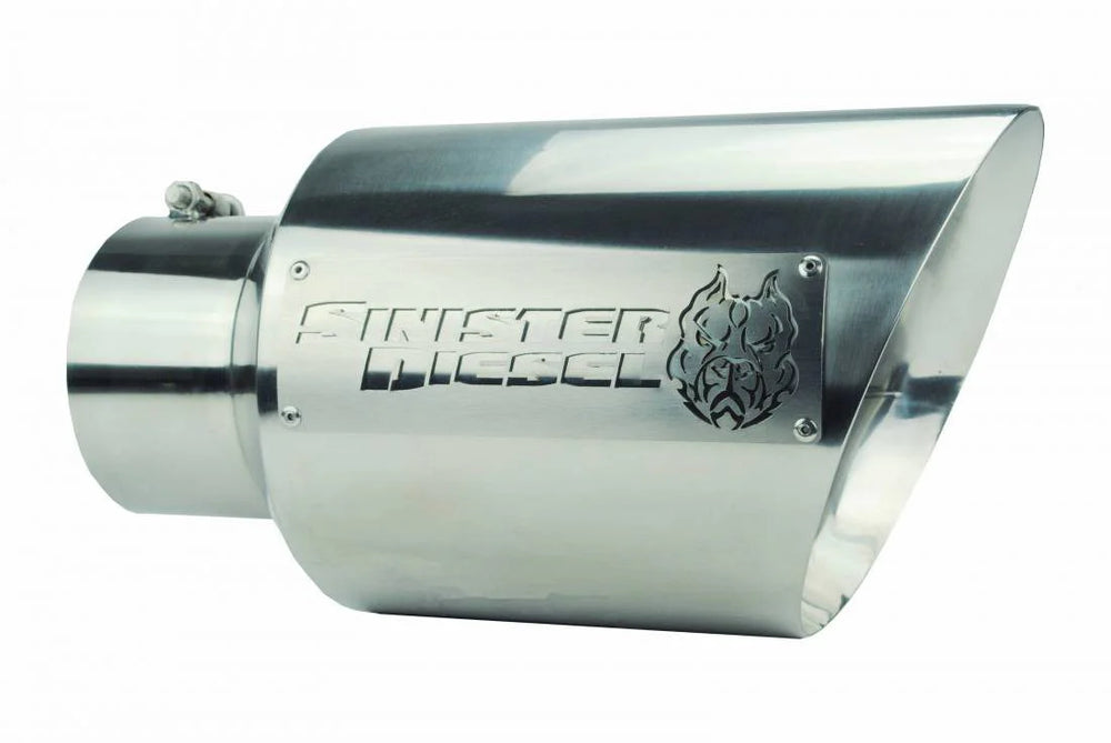Sinister Diesel Dual Wall Exhaust Tip W/ Angle Cut (5in. to 8in.) - Chrome