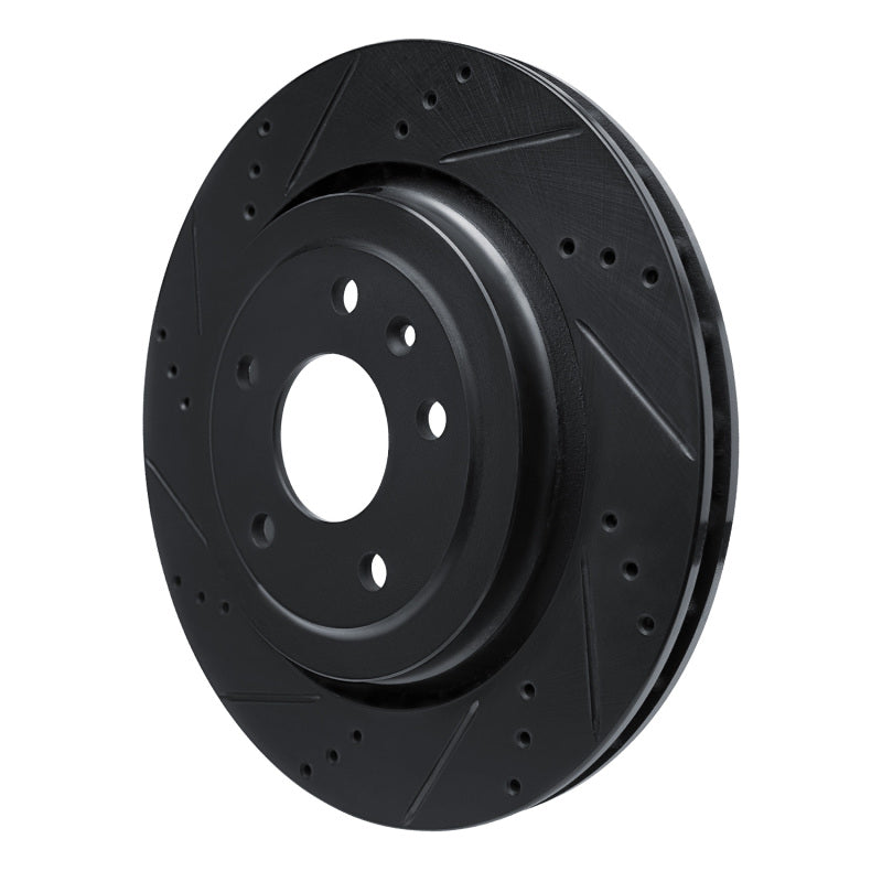 R1 14-19 Chevrolet Corvette Rear Left Drilled & Slotted Black Brake Rotor