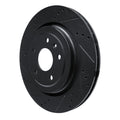 R1 14-19 Chevrolet Corvette Rear Left Drilled & Slotted Black Brake Rotor