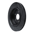 R1 14-19 Chevrolet Corvette Rear Left Drilled & Slotted Black Brake Rotor
