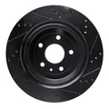 R1 14-19 Chevrolet Corvette Rear Left Drilled & Slotted Black Brake Rotor