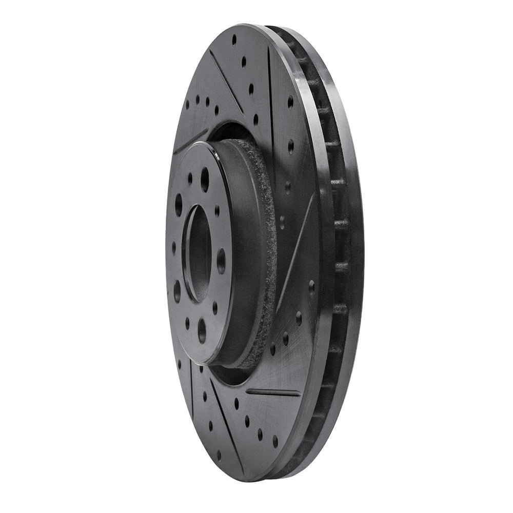 R1 03-09 Volvo XC90 Front Right Drilled & Slotted Black Brake Rotor