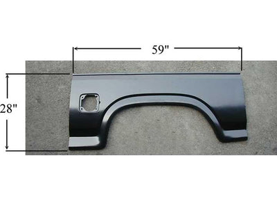 LH WHEEL OPNG REPAIR PANEL FULL W/ SINGLE RECT GAS HOLE AHEAD OF WHEEL OPENING FO RD P/U 8086