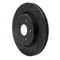 R1 06-13 Chevrolet Corvette Rear Left Drilled & Slotted Black Brake Rotor