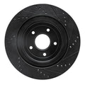 R1 06-13 Chevrolet Corvette Rear Left Drilled & Slotted Black Brake Rotor